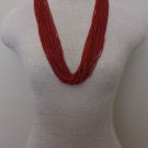 Vintage Red Coral Glass Tassel Necklace1950s