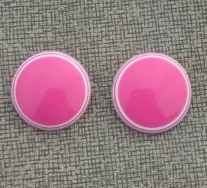 Vintage Vibrant Hot Pink Oversize Button Earrings 1980s