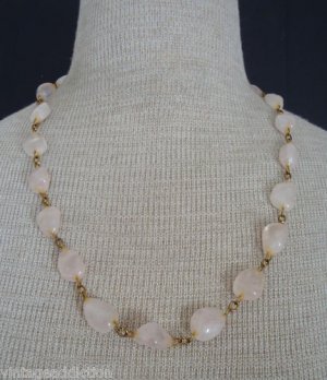 Vintage Rose Quartz Pink Stone Fancy Necklace