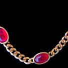 Vintage Napier Gold Tone Chain Red Glass Necklace