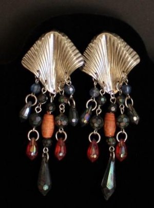Vintage Multi Strand Pierced Dangle Long Earrings