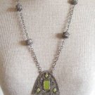 Vintage Art Deco Green Dangle Pendant Necklace
