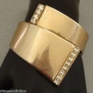 Unique Vintage Deco Rhinestone Hinged Clamper Bracelet