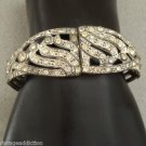 Elegant Vintage Art Deco Rhinestone Hinged Bracelet