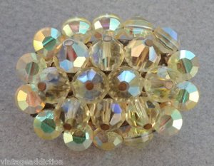 Vintage Lime Green Aurora Borealis Glass Pin Brooch