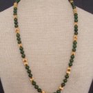 Vibrant Vintage Olive Green Jade Glass Necklace