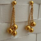 Vintage Gold Tone  Chain Long Dangle Pierced Earrings
