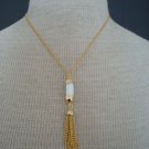 Vintage Gold Tone Long Tassel Earrings Necklace Set