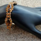 Vintage Brown Amber Navette Rhinestone Bracelet