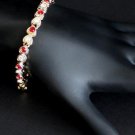 Vintage Red White  Heart Shaped Rhinestone Bracelet