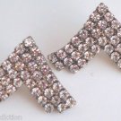 Outstanding Vintage White Rhinestone V Shape Earrings