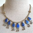 Vintage Art Deco Lapis Egyptian Revival Bib Necklace