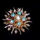 Vintage Coro Blue Rhinestones Tiny Pin/Brooch