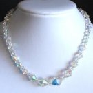 Vintage White Crystal Glass Bead Necklace 1950s