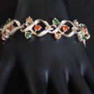 Vintage Signed Coro Amber Rhinestone Bracelet