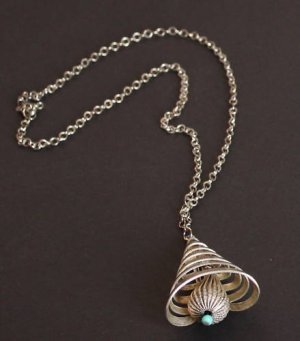 Vintage Silver Tone Bell Necklace/Pendant