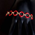 Vintage Red Enamel Link Bracelet 1980s