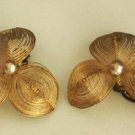 Vintage German Filigree Gold Tone Petal Earrings