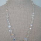 Vintage White Crystal Auroa Borealis Glass Necklace
