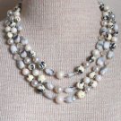 Vintage Classy Multi Strands Stone Glass Necklace Japan