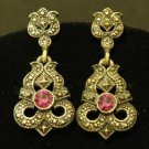 Vintage  Purple Rhinestone Victorian Revival Earrings