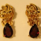 Vintage Gold Tone Amethyst Earrings