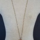Vintage 36" Long Chain Slice of Stone Pendant Necklace