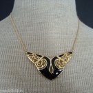 Elegant Vintage Black Enamel Wing  Necklace