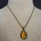 Feminine VIntage Green Olive Glass Pendant Necklace