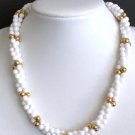 Vintage Napier White & Golden Pearl Torsade  Necklace