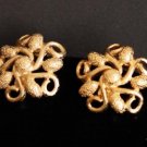 Vintage Monet Gold Tone Swirl Clip On Earrings