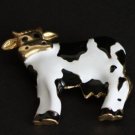 Vintage Unique & Cute Black & White Cow Pin /Brooch