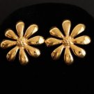 Vintage Gold Tone Flower Pierced Earrings