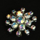 Vintage Starburst Rhinestone Aurora Borealis Brooch