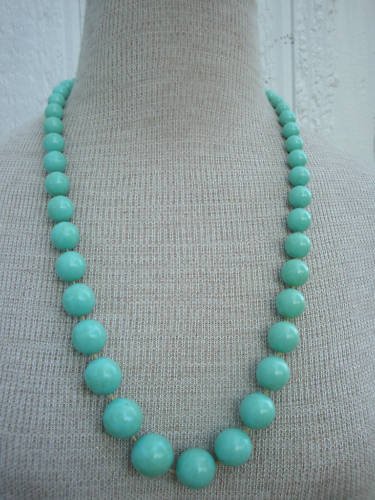 Vintage Green Chunky Beads Necklace 1960s