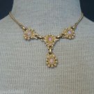 Cute Vintage Faux Opal Pink Shade Necklace