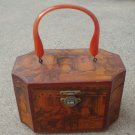 Vintage Octagonal Wooden Box W/Built In Mirror