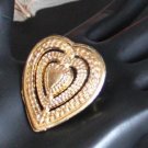 Beautiful  Vintage Heart Shaped Gold Tone Pin/Brooch