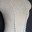 Vintage White Lucite Confetti Bead 68" Long Necklace