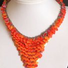 Vintage Orange Mesh Triangle Choker/Necklace 1980s