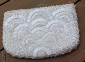 Vintage Hand Made White Beaded Purse