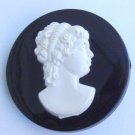 Vintage Mourning Black White Cameo Pin Brooch Unique!