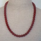 Vibrant & Bold Vintage Red Maroon Glass Bead Necklace