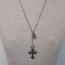 Unusual Vintage Skull & Cross Lariat Necklace