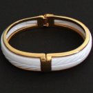 Vintage White Clamper Bangle Modernist Bracelet
