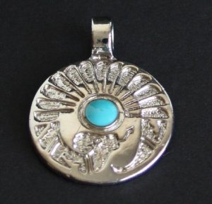 Vintage South West Blue Turquoise Chunky Pendant