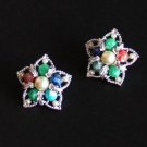 Vintage Sarah Cov Colorful Glass Clip On Earrings