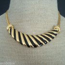 Bold & Chunky Vintage Black Stripes Enamel Bib Necklace