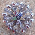 Vintage Chrome Star Rhinestone Pin / Brooch
