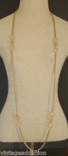 Chic Vintage Gold Chain 54"Long Double Strands Necklace